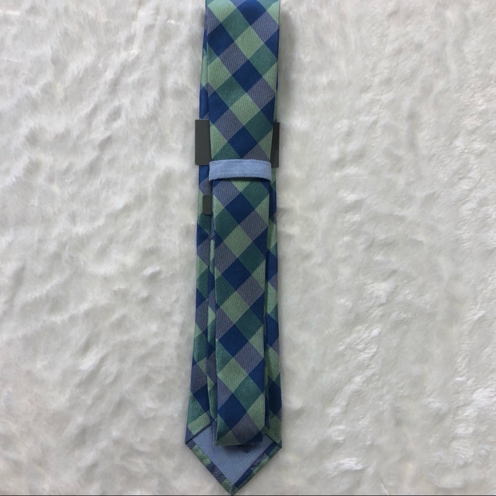 NWT 100% Silk Blue and Green Checkered Tie - Picture 2 of 5